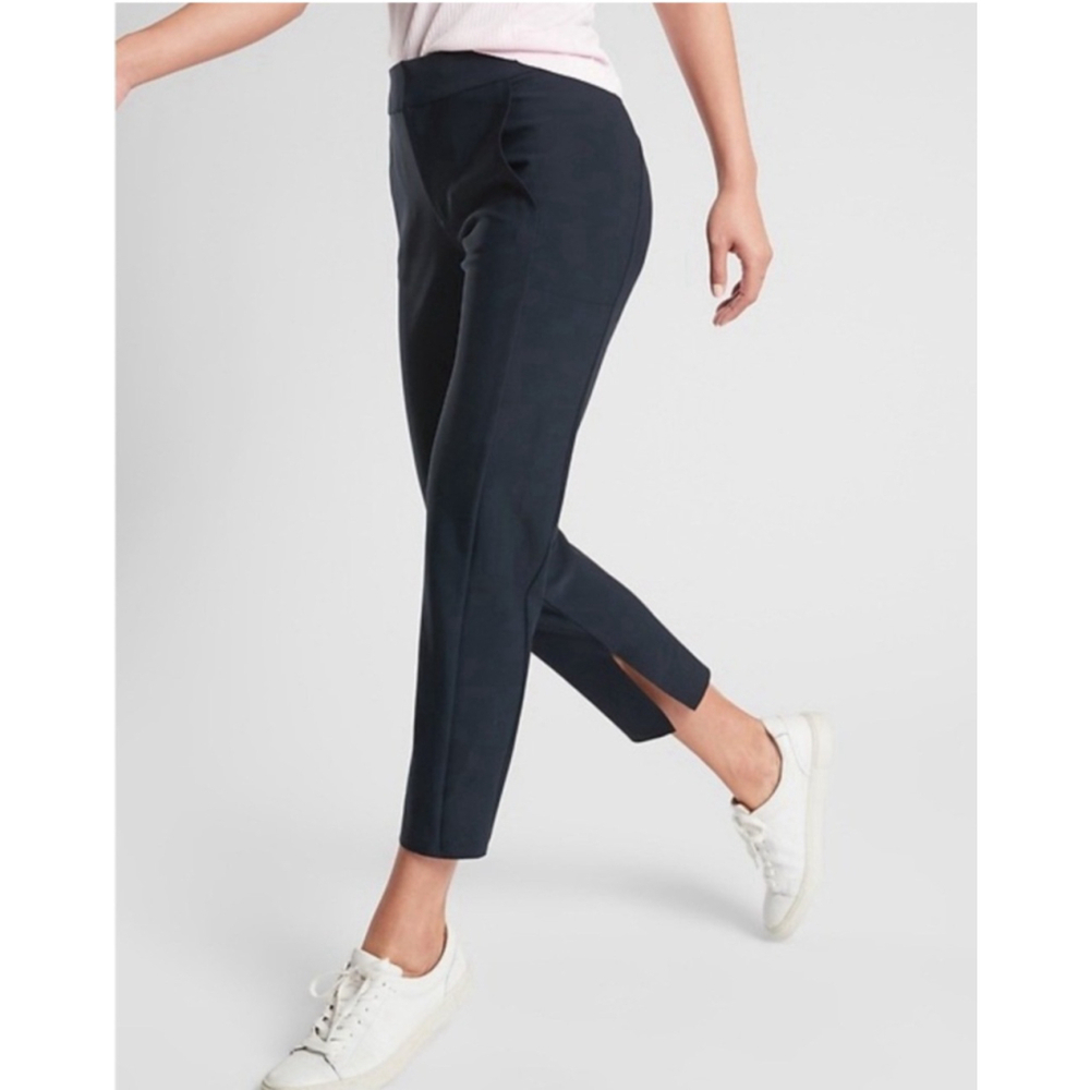 Athleta Stellar Trouser Black Flat Front Stretch Ankle Pants Size 4 - Picture 4 of 10